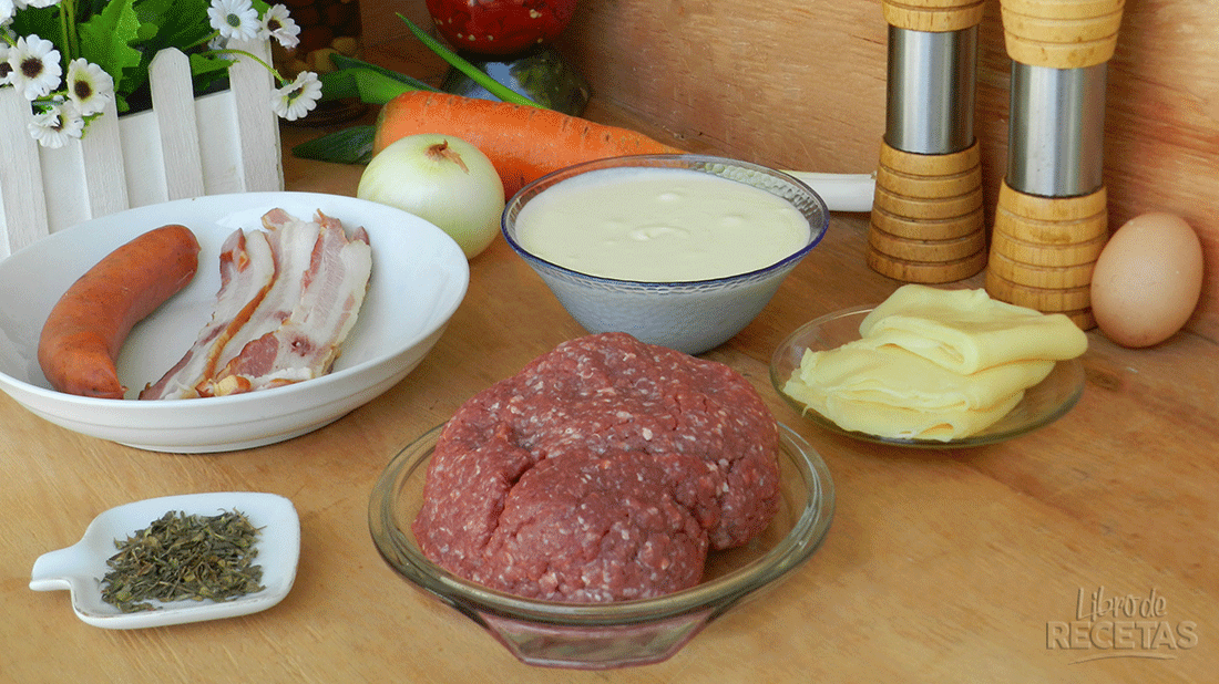 enrollado de carne con vegetales ingredientes